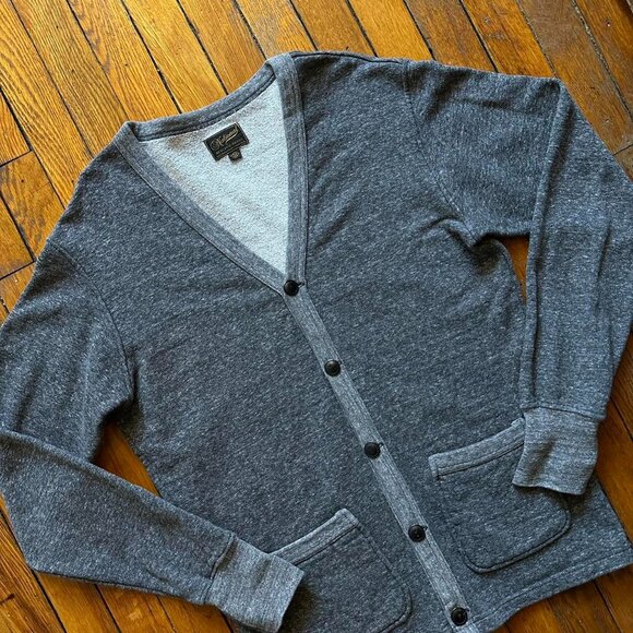 National Athletic Goods Cardigan Sweater Men 38 Two Toned Grey Preppy Collegiate - Picture 2 of 6